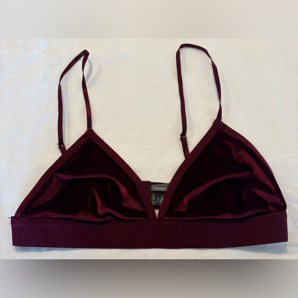 Anthropologie Velour Bralette in Burgundy Red | Women’s size small